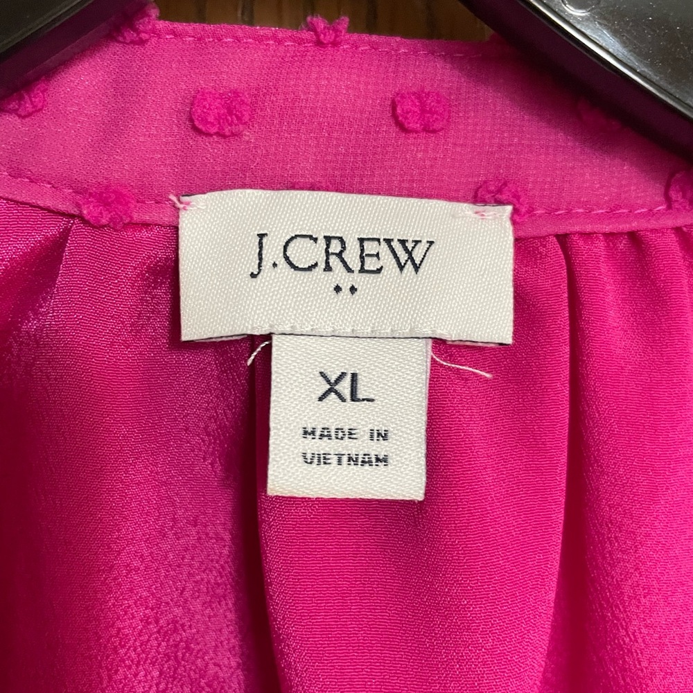 J. Crew Vibrant Pink Ruffle Blouse - Picture 3 of 4